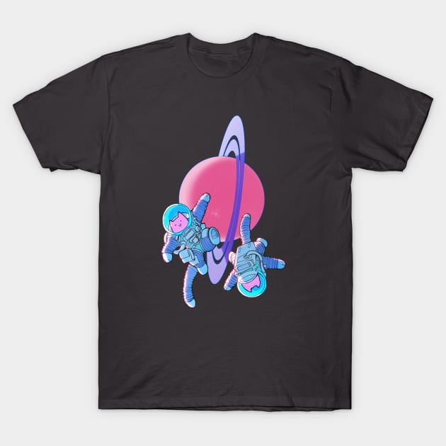 Spacecat Duo & Planet Freind T-Shirt by spacegoose